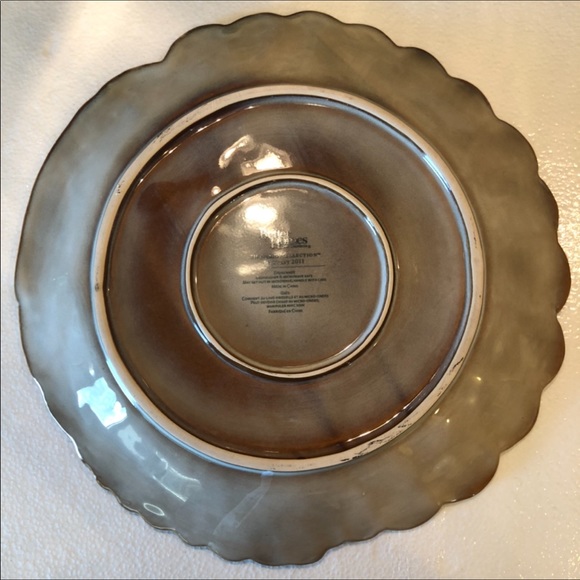 THANKSGIVING SERVING PLATTER TURKEY 16” ROUND CERAMIC PLATE TRAY CHARGER BEAUTIF - Picture 3 of 3